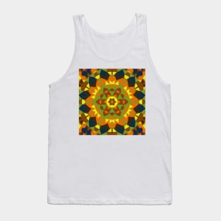 Retro Mandala Flower Green Orange Yellow and Blue Tank Top